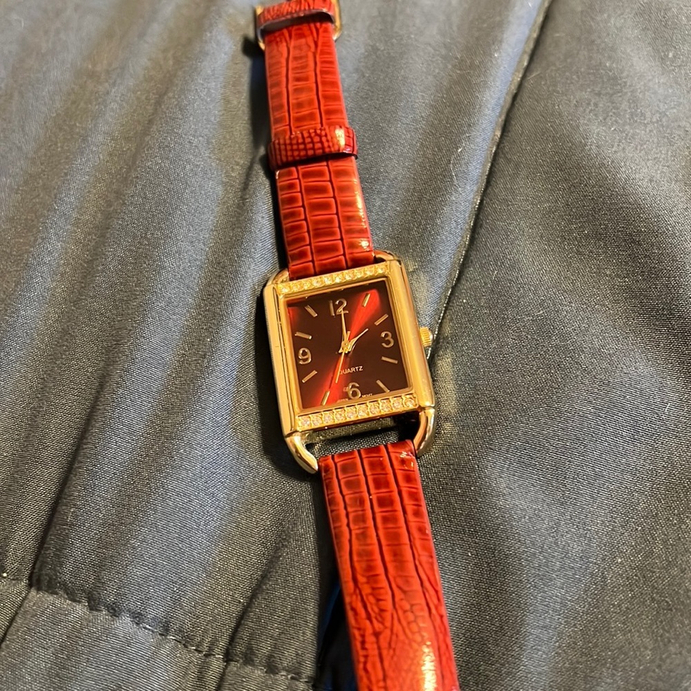 Movt Red Rhinestone Watch